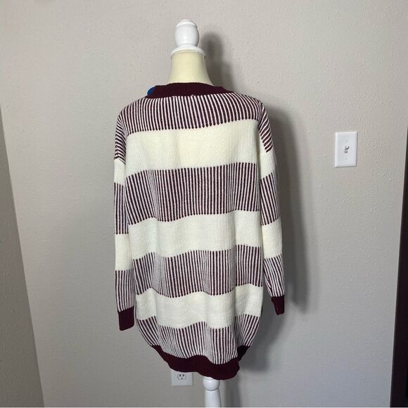 NWT Cupshe Striped Burgundy & White Knit Sweater Tunic / Dress Women's Size M - Picture 10 of 16